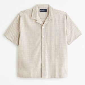 Abercrombie & Fitch Men’s Camp Collar Textured Button Up Shirt Large Vacation